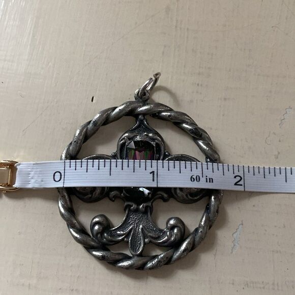 Vintage 1960s 60s SWANK Boho Rhinestone Pendant - Picture 3 of 4